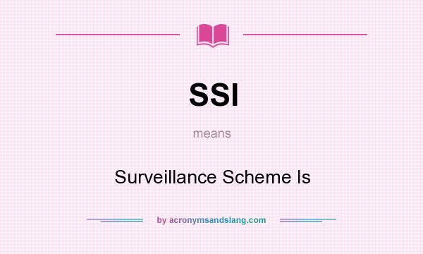 What does SSI mean? It stands for Surveillance Scheme Is