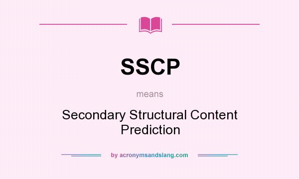 What does SSCP mean? It stands for Secondary Structural Content Prediction