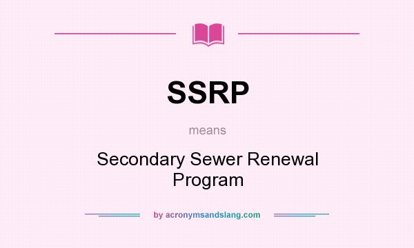 What does SSRP mean? It stands for Secondary Sewer Renewal Program