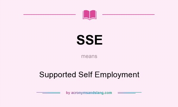 What does SSE mean? It stands for Supported Self Employment