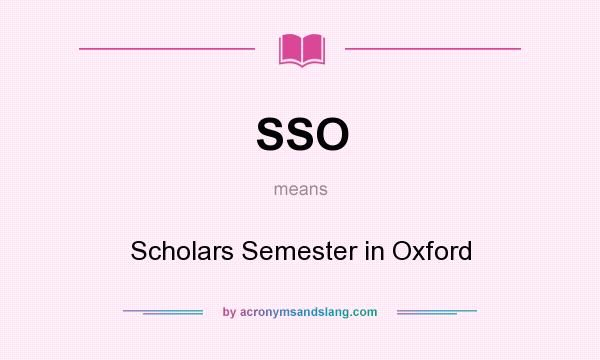 What does SSO mean? It stands for Scholars Semester in Oxford