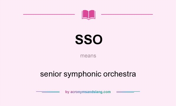 What does SSO mean? It stands for senior symphonic orchestra