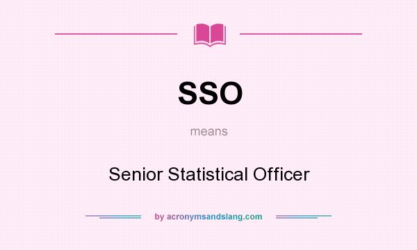 What does SSO mean? It stands for Senior Statistical Officer