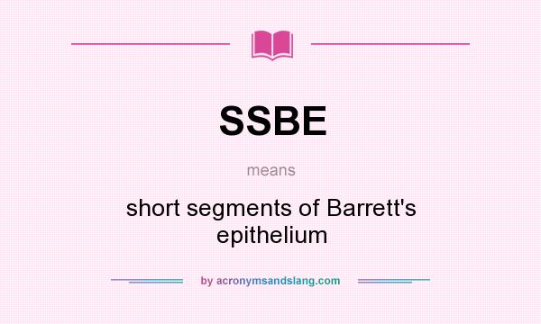What does SSBE mean? It stands for short segments of Barrett`s epithelium