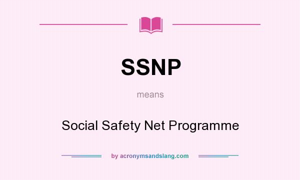 What does SSNP mean? It stands for Social Safety Net Programme
