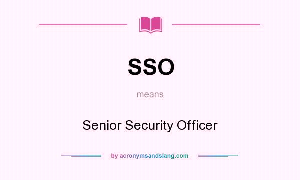 What does SSO mean? It stands for Senior Security Officer