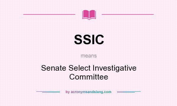 What does SSIC mean? It stands for Senate Select Investigative Committee