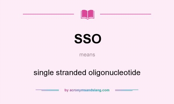 What does SSO mean? It stands for single stranded oligonucleotide
