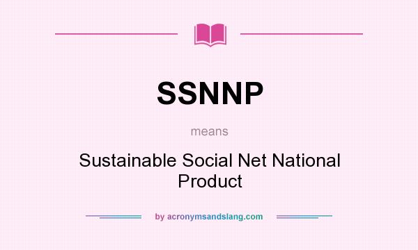 What does SSNNP mean? It stands for Sustainable Social Net National Product