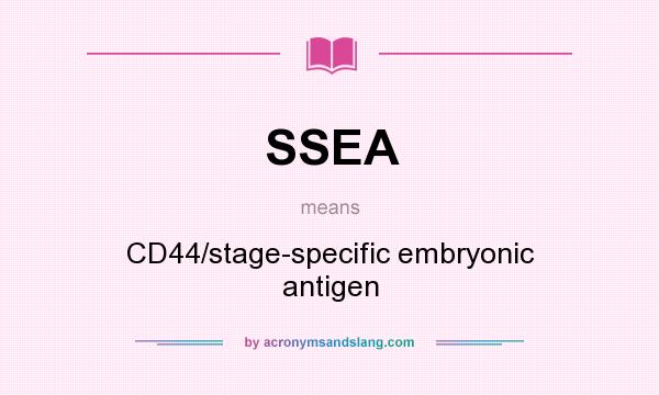 What does SSEA mean? It stands for CD44/stage-specific embryonic antigen