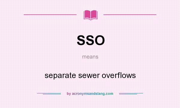 What does SSO mean? It stands for separate sewer overflows