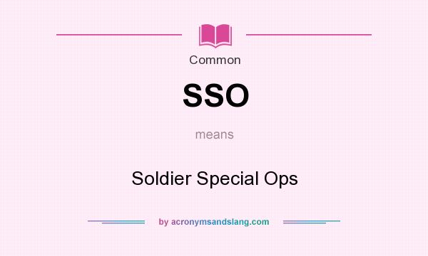 What does SSO mean? It stands for Soldier Special Ops