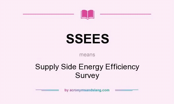 What does SSEES mean? It stands for Supply Side Energy Efficiency Survey