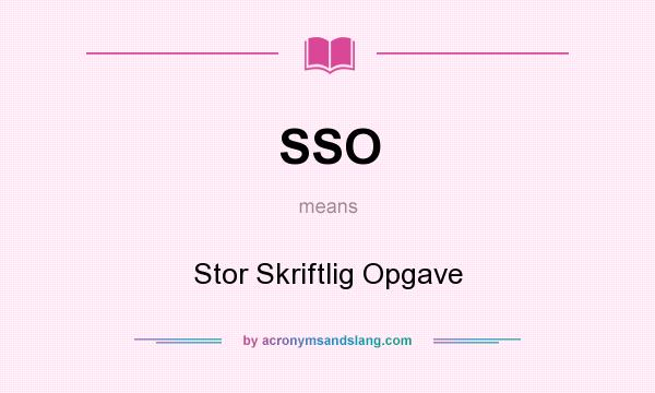 What does SSO mean? It stands for Stor Skriftlig Opgave