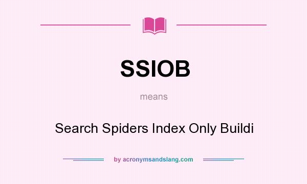 What does SSIOB mean? It stands for Search Spiders Index Only Buildi