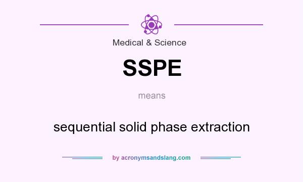 What does SSPE mean? It stands for sequential solid phase extraction