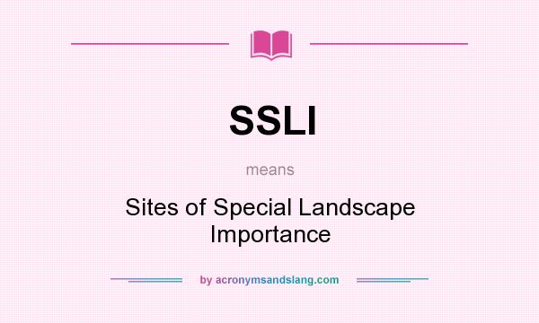 What does SSLI mean? It stands for Sites of Special Landscape Importance