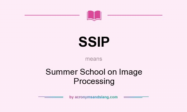 What does SSIP mean? It stands for Summer School on Image Processing