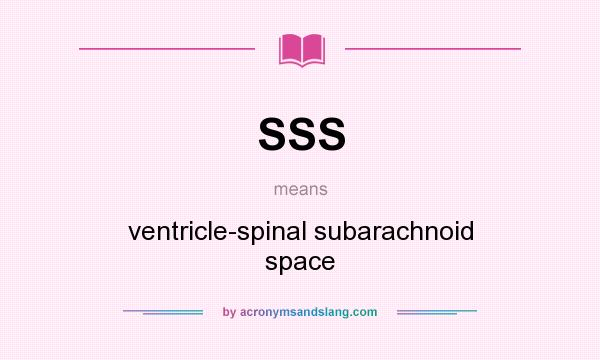 What does SSS mean? It stands for ventricle-spinal subarachnoid space