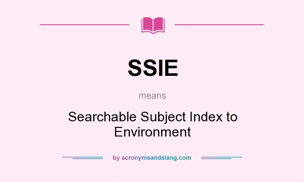 What does SSIE mean? It stands for Searchable Subject Index to Environment
