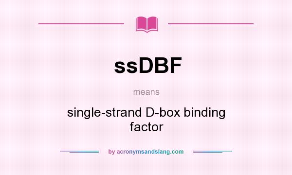 What does ssDBF mean? It stands for single-strand D-box binding factor