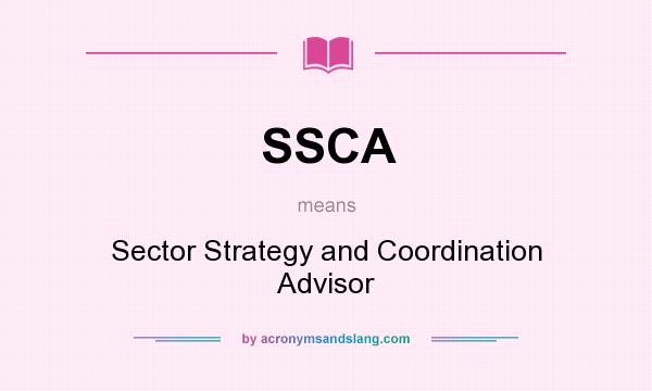 What does SSCA mean? It stands for Sector Strategy and Coordination Advisor