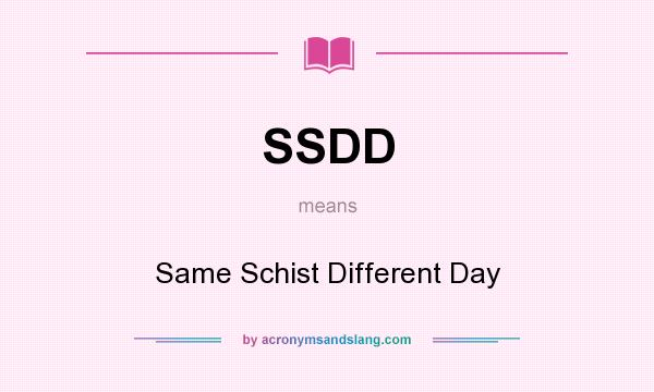 What does SSDD mean? It stands for Same Schist Different Day