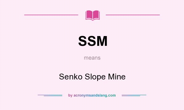 What does SSM mean? It stands for Senko Slope Mine