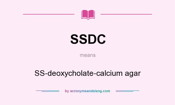 What does SSDC mean? It stands for SS-deoxycholate-calcium agar
