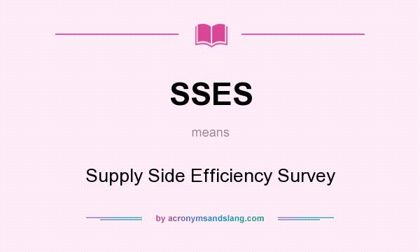 What does SSES mean? It stands for Supply Side Efficiency Survey
