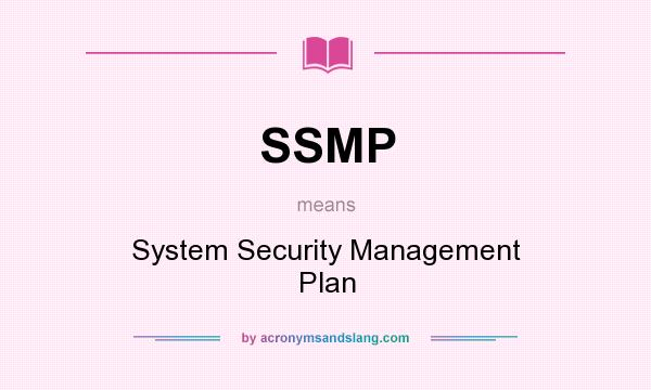 What does SSMP mean? It stands for System Security Management Plan