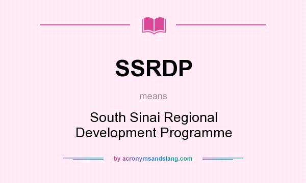 What does SSRDP mean? It stands for South Sinai Regional Development Programme