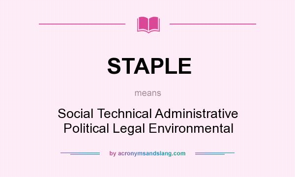 What does STAPLE mean? It stands for Social Technical Administrative Political Legal Environmental