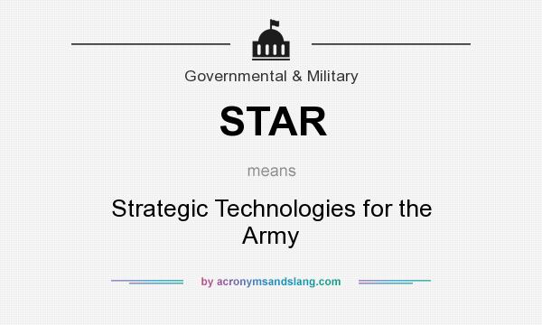 What does STAR mean? It stands for Strategic Technologies for the Army