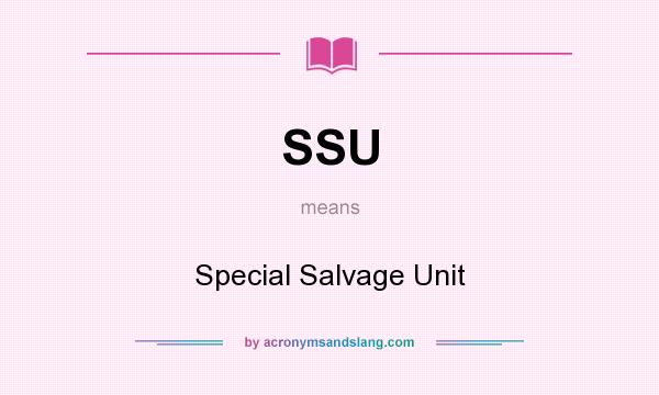 What does SSU mean? It stands for Special Salvage Unit