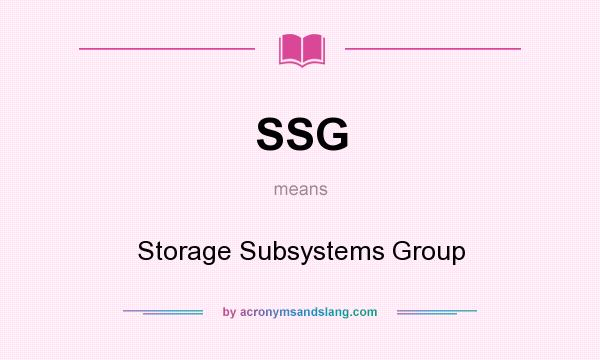 What does SSG mean? It stands for Storage Subsystems Group