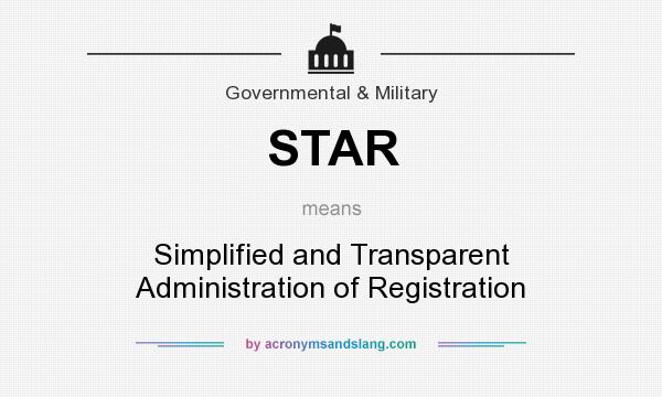 What does STAR mean? It stands for Simplified and Transparent Administration of Registration