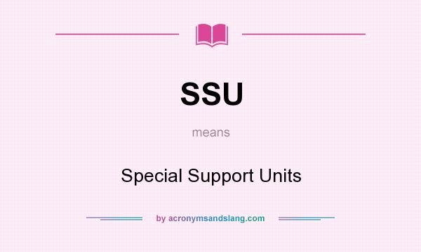 What does SSU mean? It stands for Special Support Units