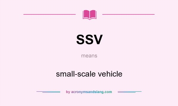What does SSV mean? It stands for small-scale vehicle