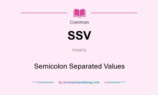What does SSV mean? It stands for Semicolon Separated Values