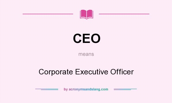 What does CEO mean? It stands for Corporate Executive Officer