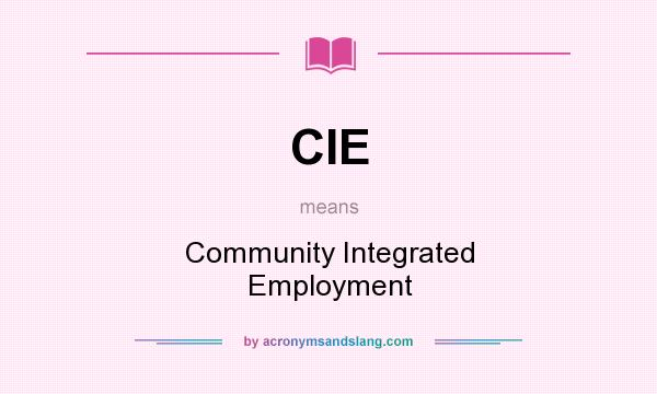 What does CIE mean? It stands for Community Integrated Employment