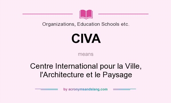 What does CIVA mean? It stands for Centre International pour la Ville, l`Architecture et le Paysage