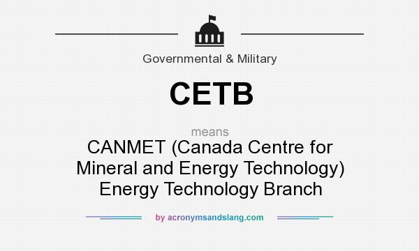 What does CETB mean? It stands for CANMET (Canada Centre for Mineral and Energy Technology) Energy Technology Branch