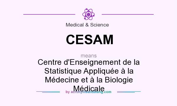 What does CESAM mean? It stands for Centre d`Enseignement de la Statistique Appliquée à la Médecine et à la Biologie Médicale