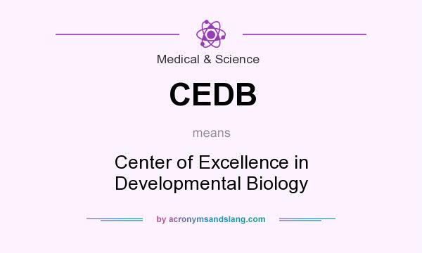 What does CEDB mean? It stands for Center of Excellence in Developmental Biology
