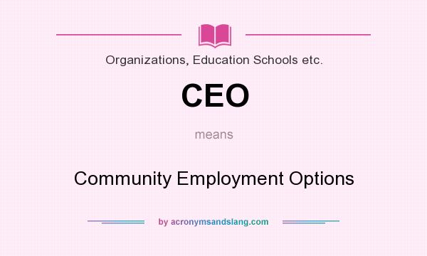 What does CEO mean? It stands for Community Employment Options