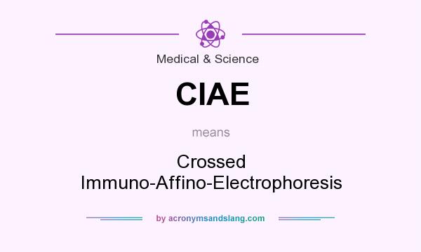 What does CIAE mean? It stands for Crossed Immuno-Affino-Electrophoresis
