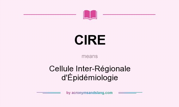 What does CIRE mean? It stands for Cellule Inter-Régionale d`Épidémiologie