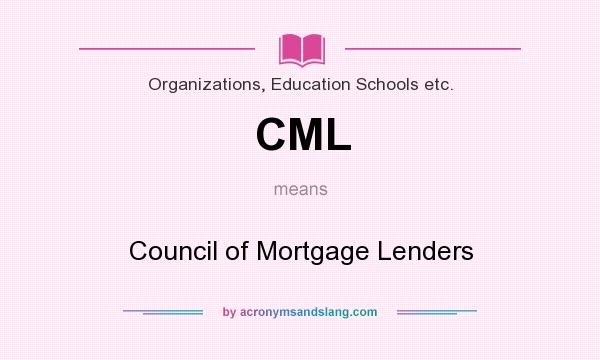What does CML mean? It stands for Council of Mortgage Lenders